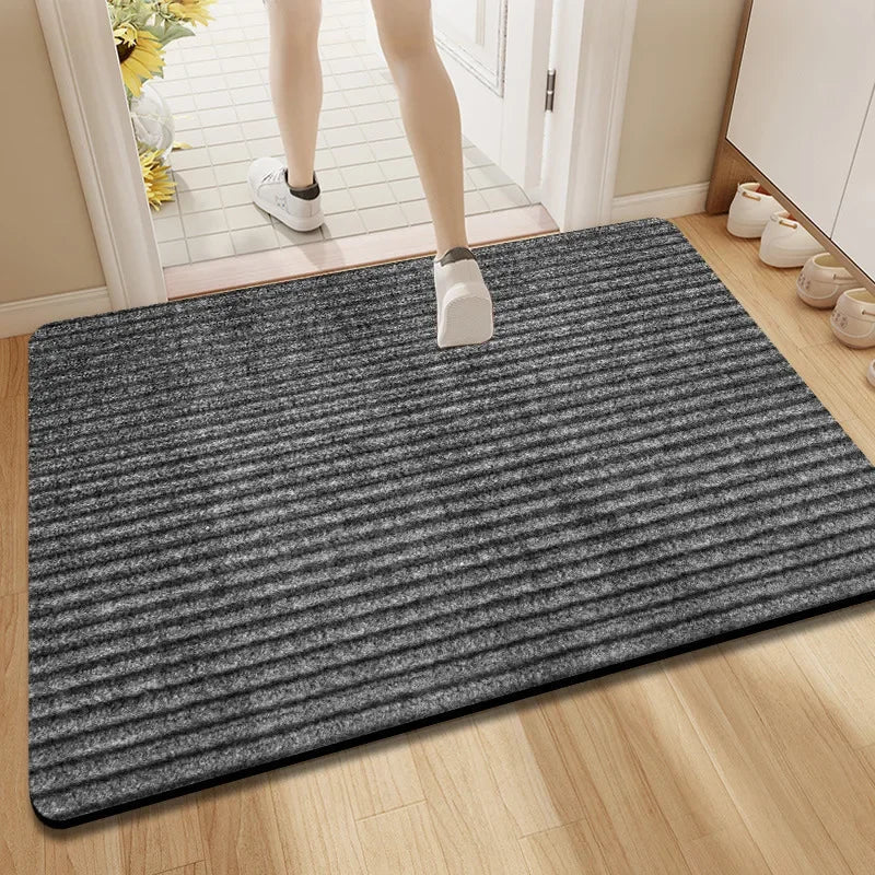 Indoor Outdoor Doormat with Anti-Slip Backing and Ribbed Stripe Design