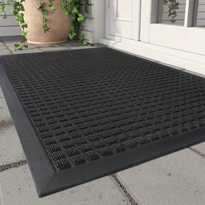 Indoor Outdoor Doormat with Anti-Slip Rubber Base and Waffle Grid Pattern