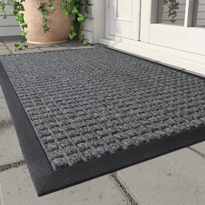 Indoor Outdoor Doormat with Anti-Slip Rubber Base and Waffle Grid Pattern