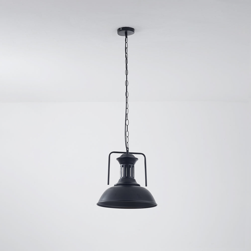 Industrial Pendant Lamp with Dome Shade and Chain Suspension