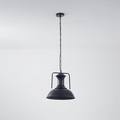 Industrial Pendant Lamp with Dome Shade and Chain Suspension