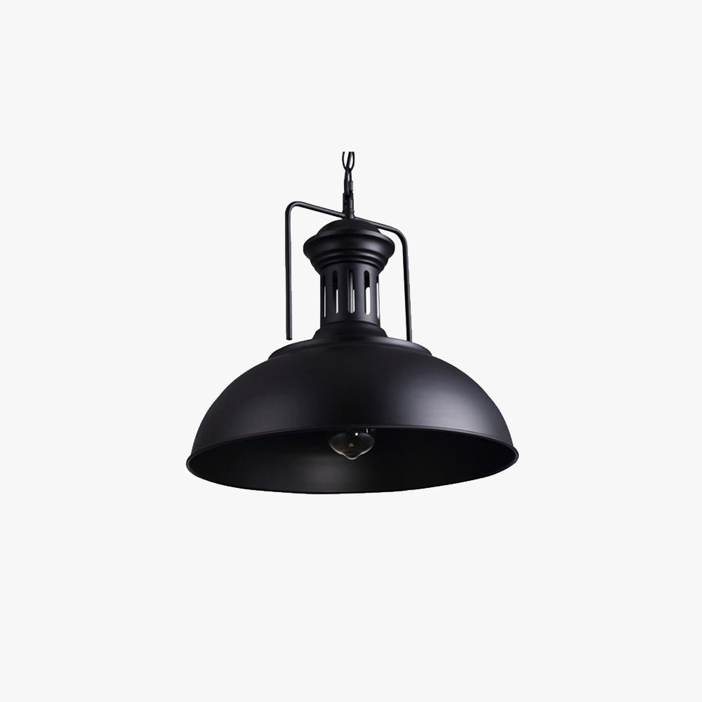 Industrial Pendant Lamp with Dome Shade and Chain Suspension