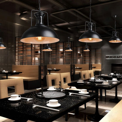 Industrial Pendant Lamp with Dome Shade and Chain Suspension