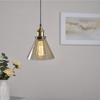 Industrial Pendant Light with Glass Shade and Adjustable Cord