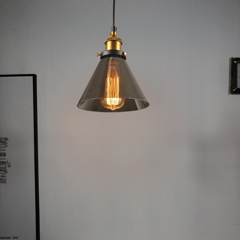 Industrial Pendant Light with Glass Shade and Adjustable Cord