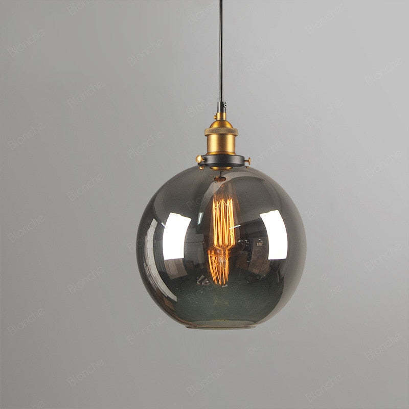 Industrial Pendant Light with Glass Shade and Adjustable Cord