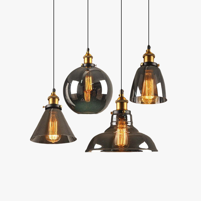Industrial Pendant Light with Glass Shade and Adjustable Cord