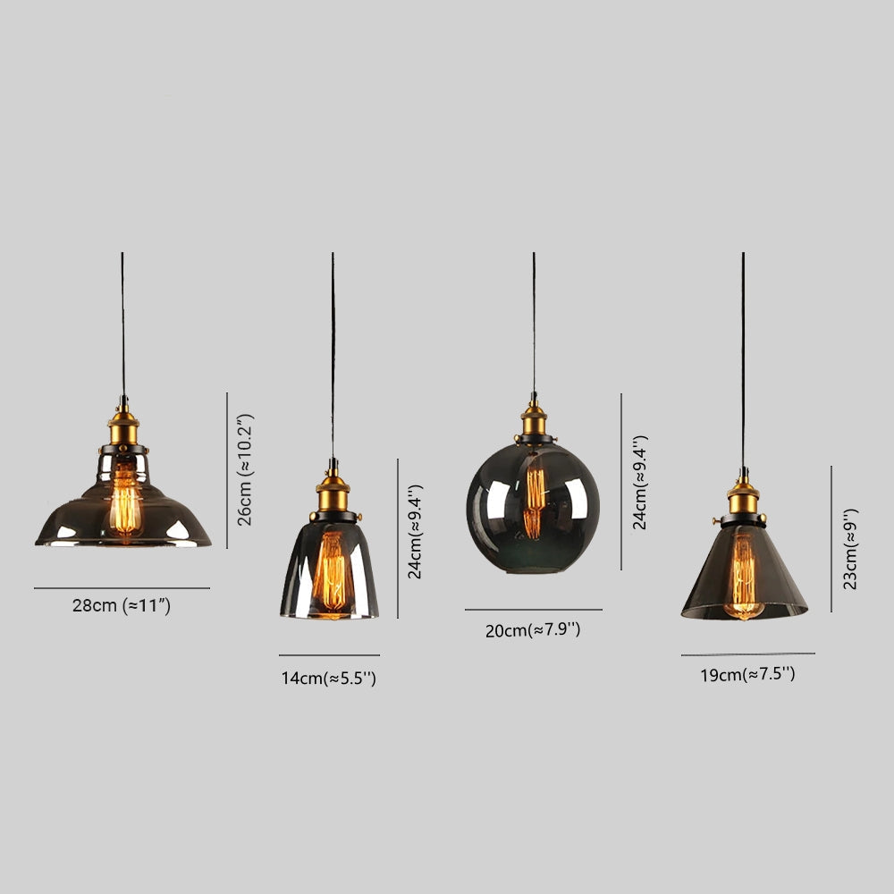 Industrial Pendant Light with Glass Shade and Adjustable Cord