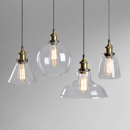 Industrial Pendant Light with Glass Shade and Adjustable Cord