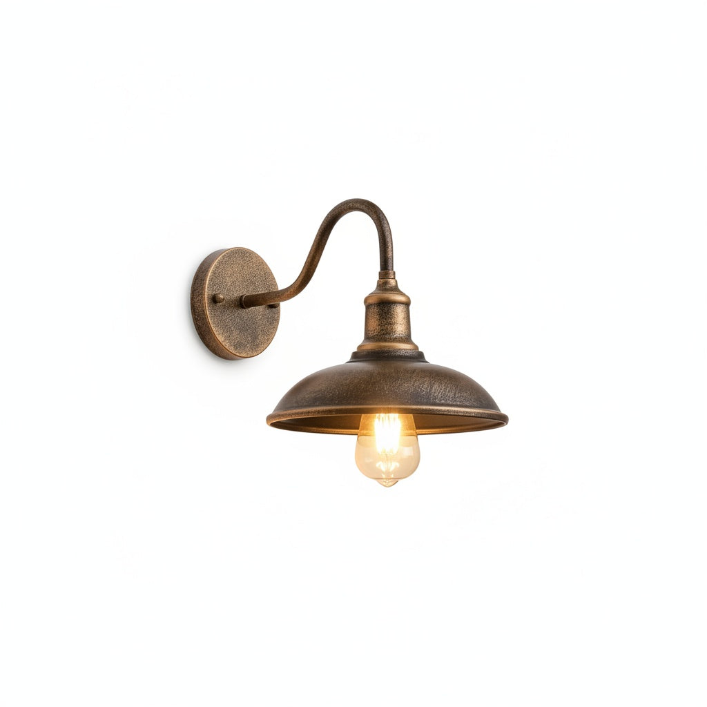 Industrial Vintage Wall Lamp with Gooseneck Arm and Dome Shade