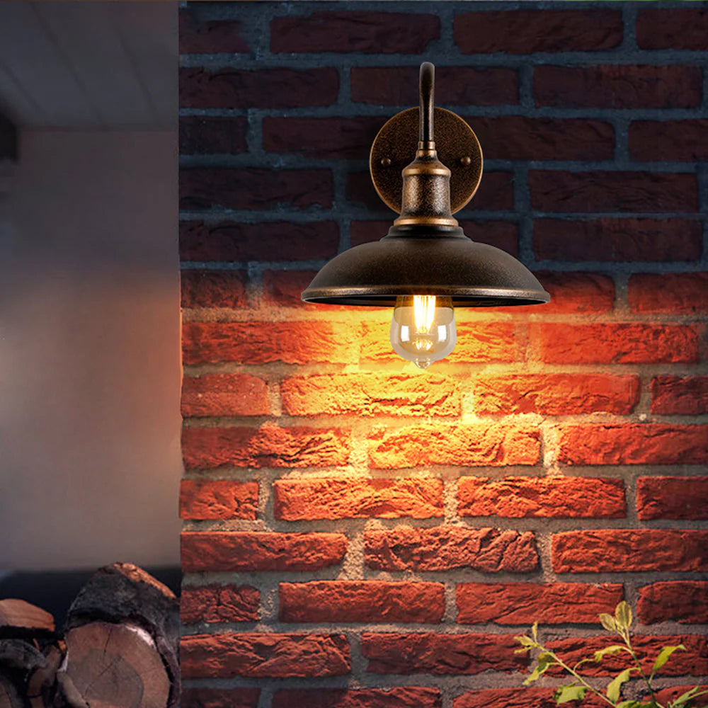 Industrial Vintage Wall Lamp with Gooseneck Arm and Dome Shade