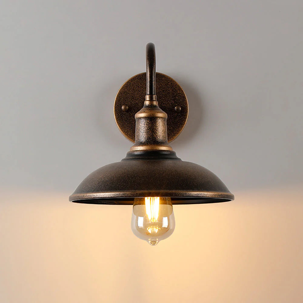 Industrial Vintage Wall Lamp with Gooseneck Arm and Dome Shade