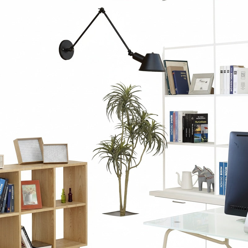 Industrial Wall Lamp with Adjustable Swing Arm and Cone Shade