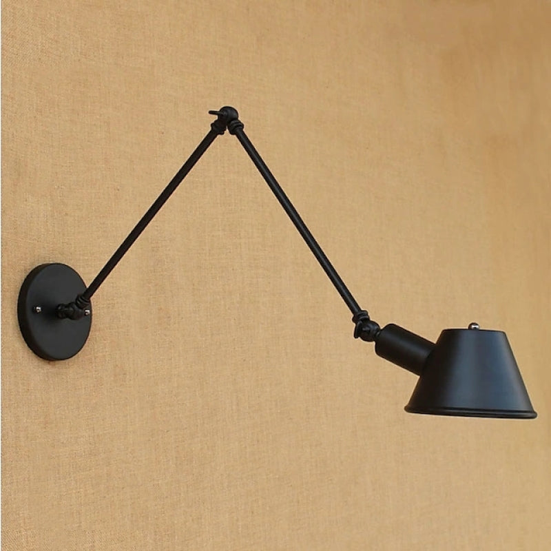 Industrial Wall Lamp with Adjustable Swing Arm and Cone Shade