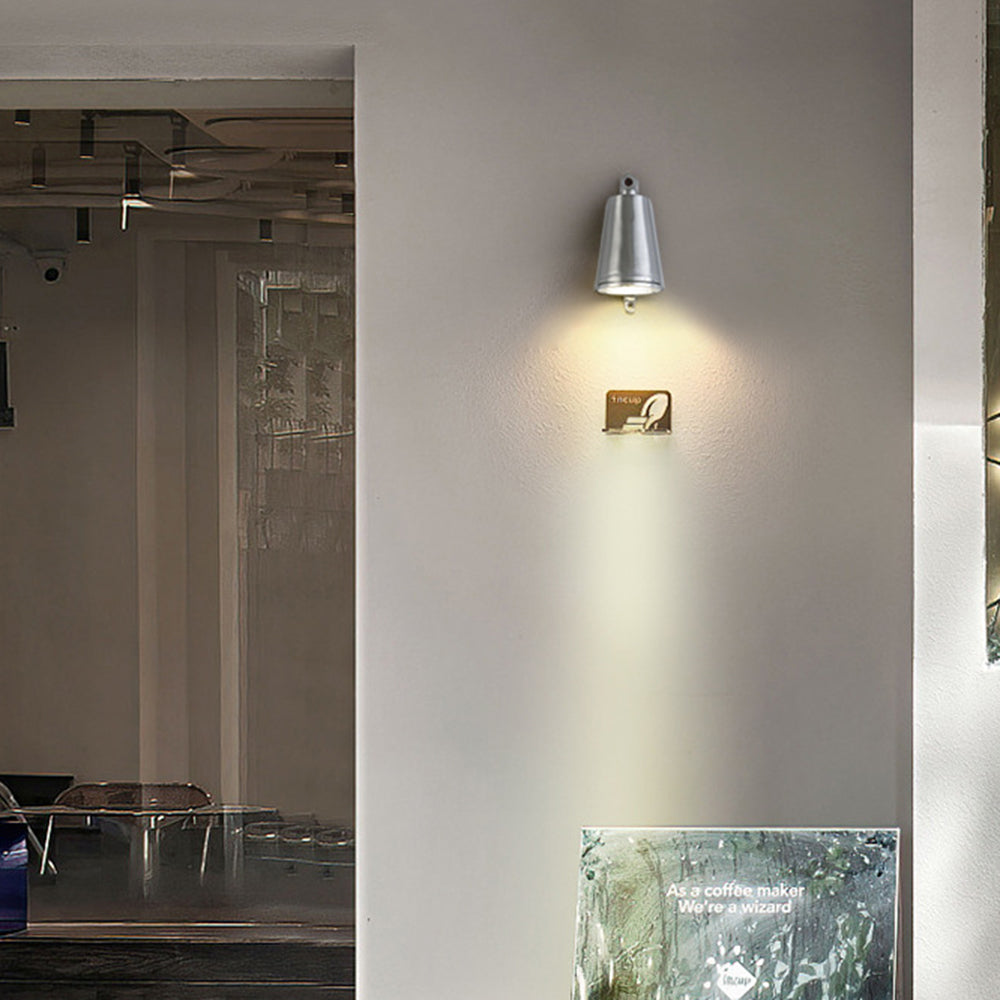 Industrial Wall Lamp with Bell-Shaped Metal Shade and Integrated LED