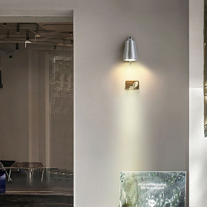 Industrial Wall Lamp with Bell-Shaped Metal Shade and Integrated LED