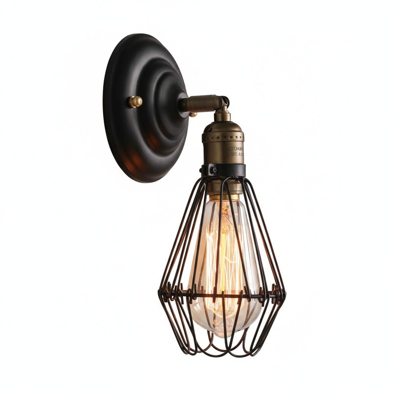 Industrial Wall Lamp with Cage Shade