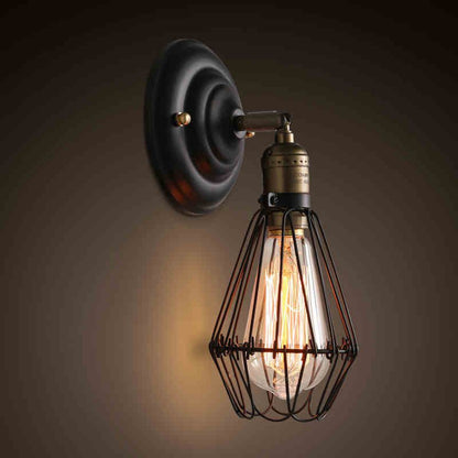 Industrial Wall Lamp with Cage Shade