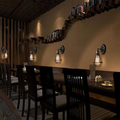 Industrial Wall Lamp with Cage Shade