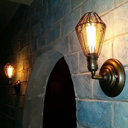 Industrial Wall Lamp with Cage Shade
