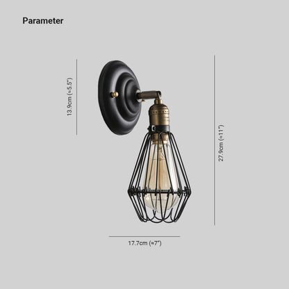 Industrial Wall Lamp with Cage Shade