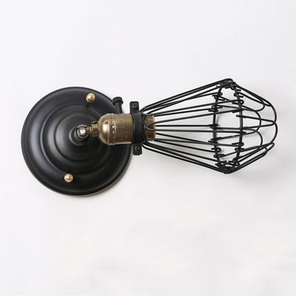Industrial Wall Lamp with Cage Shade