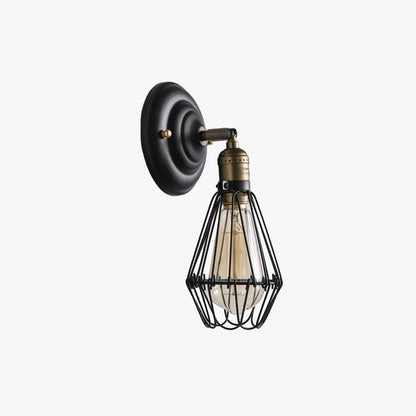 Industrial Wall Lamp with Cage Shade