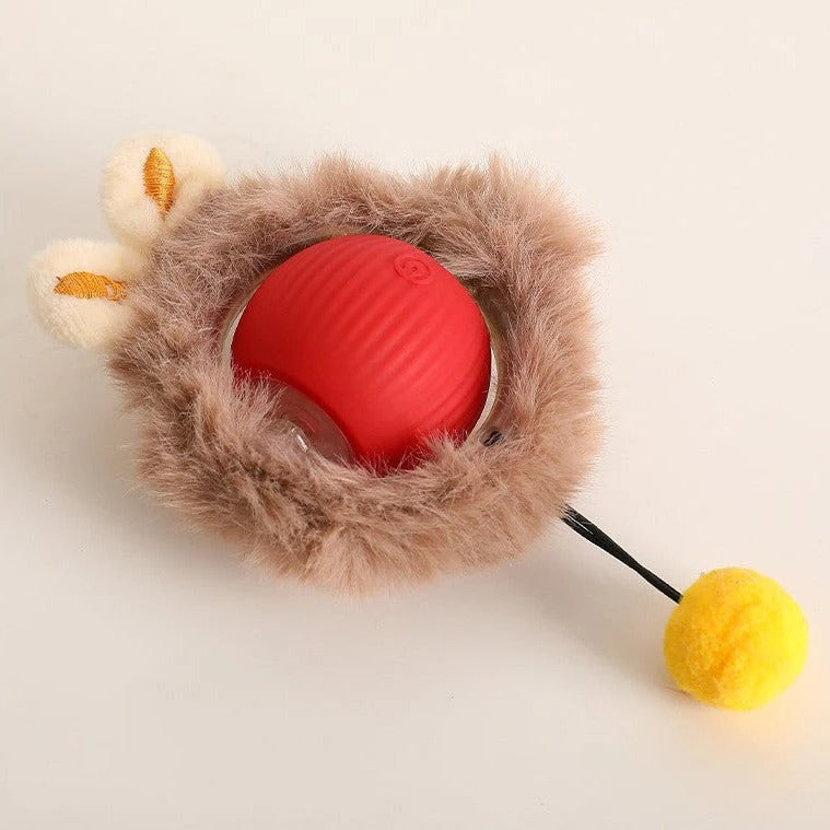 Interactive Rolling Ball Dog Toy with Tail Attachment and Random Movement