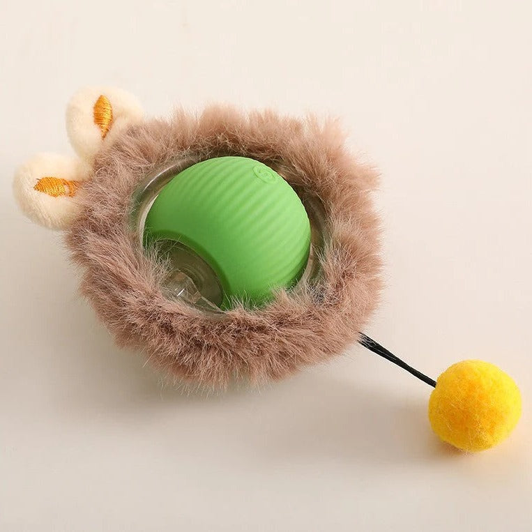 Interactive Rolling Ball Dog Toy with Tail Attachment and Random Movement