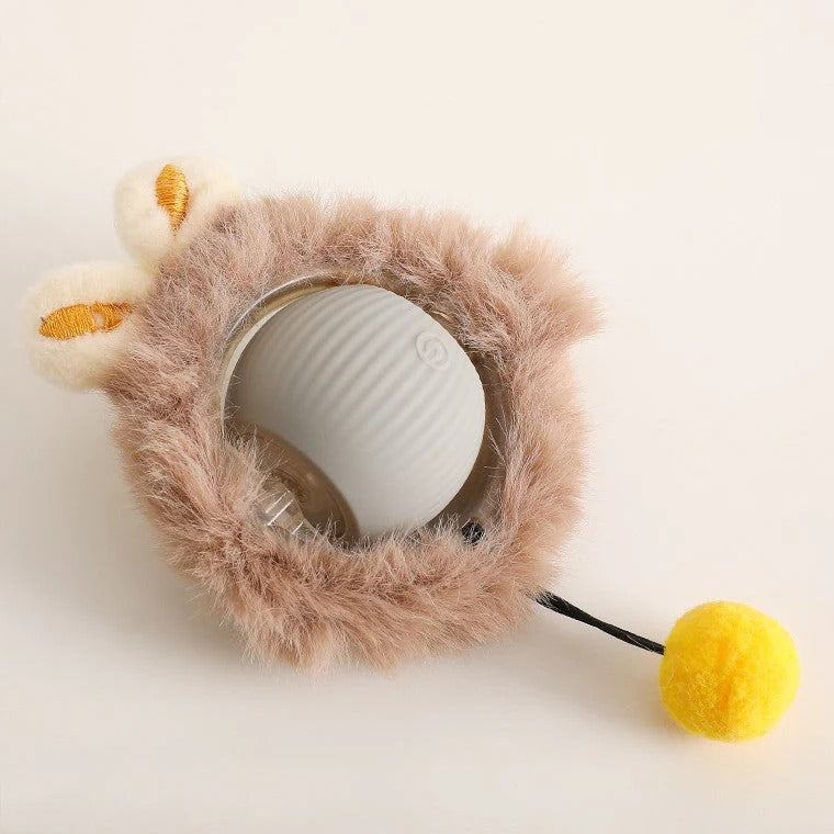 Interactive Rolling Ball Dog Toy with Tail Attachment and Random Movement
