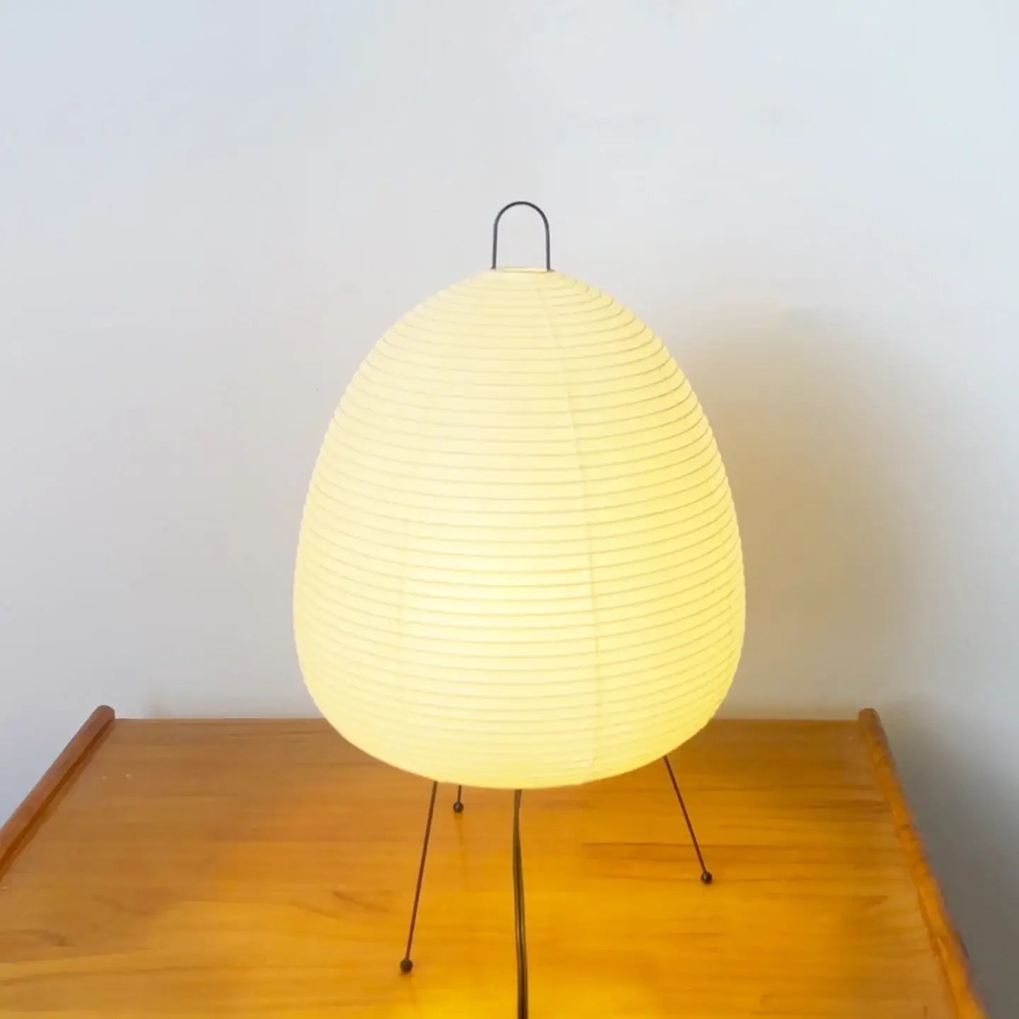 Japanese Paper Lantern Table Lamp Minimalist with Rice Paper Shade and Tripod Stand