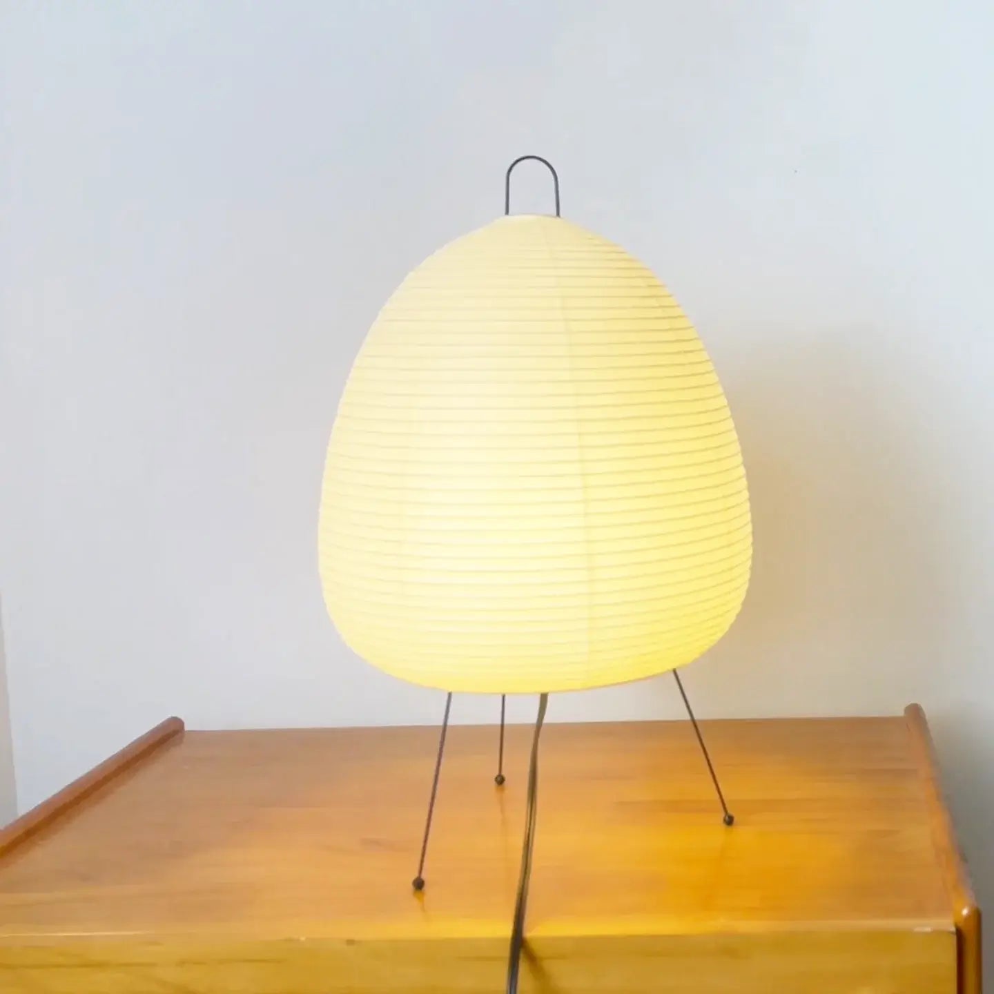 Japanese Paper Lantern Table Lamp Minimalist with Rice Paper Shade and Tripod Stand