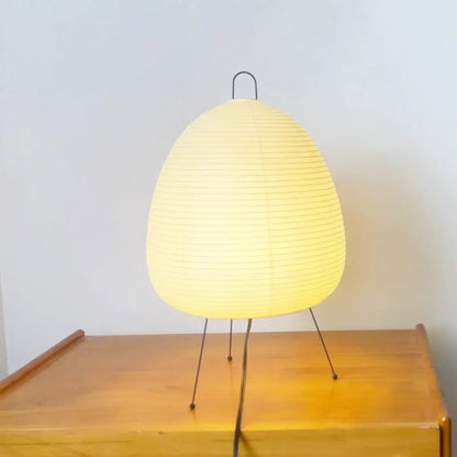 Japanese Paper Lantern Table Lamp Minimalist with Rice Paper Shade and Tripod Stand