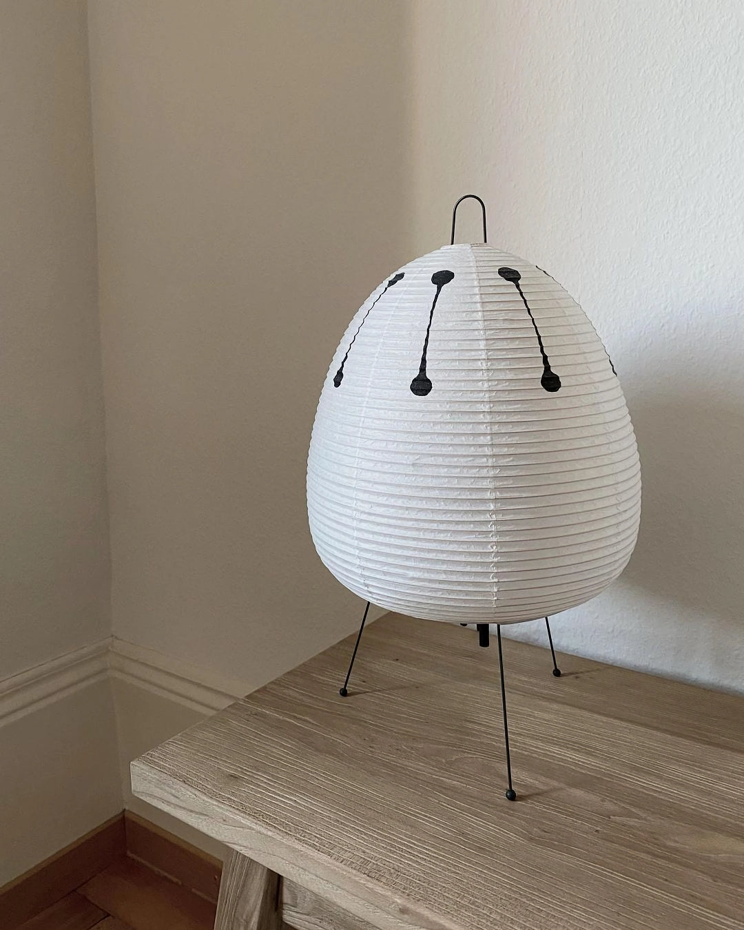 Japanese Paper Lantern Table Lamp Minimalist with Rice Paper Shade and Tripod Stand