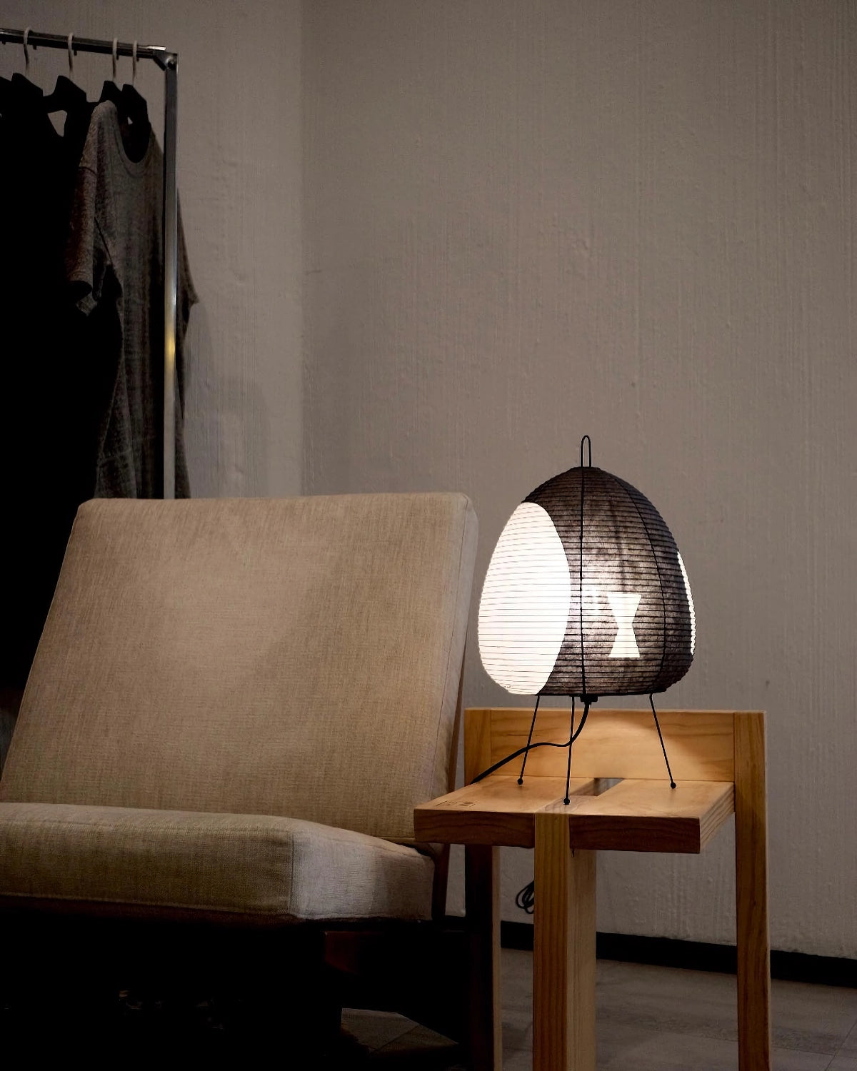 Japanese Paper Lantern Table Lamp Minimalist with Rice Paper Shade and Tripod Stand