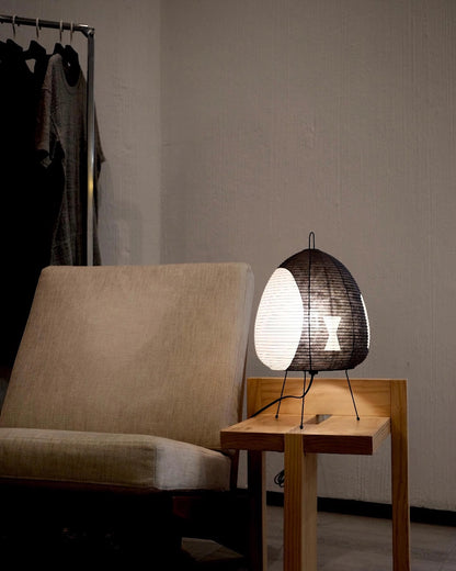 Japanese Paper Lantern Table Lamp Minimalist with Rice Paper Shade and Tripod Stand