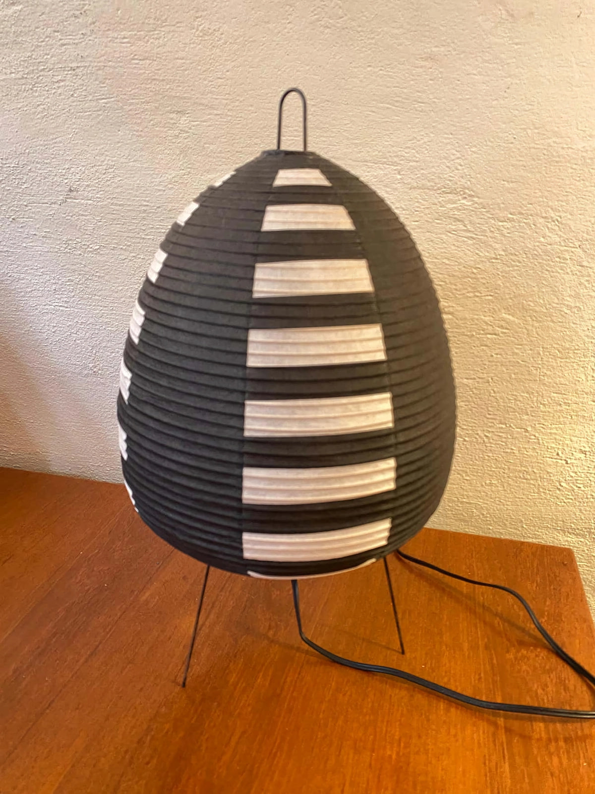 Japanese Paper Lantern Table Lamp Minimalist with Rice Paper Shade and Tripod Stand