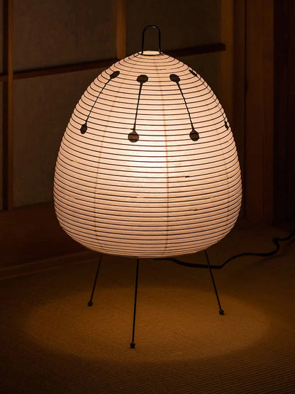 Japanese Paper Lantern Table Lamp Minimalist with Rice Paper Shade and Tripod Stand