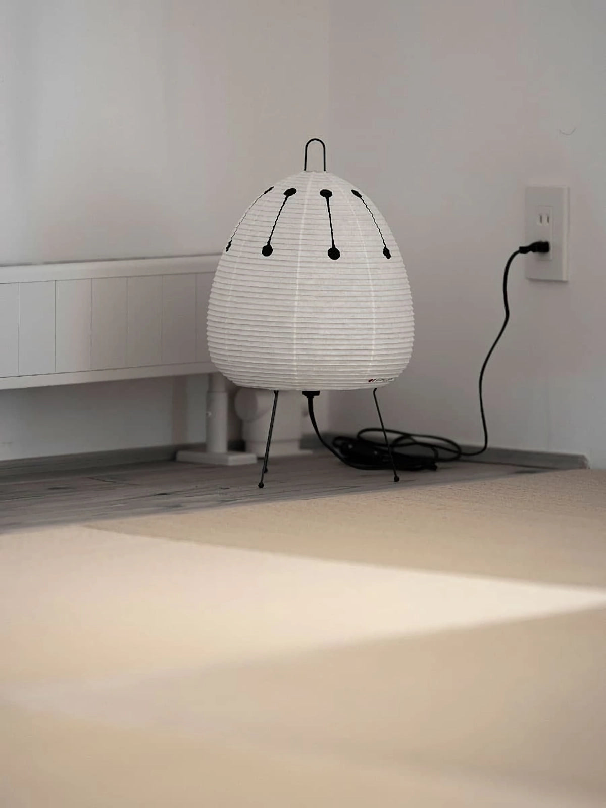 Japanese Paper Lantern Table Lamp Minimalist with Rice Paper Shade and Tripod Stand