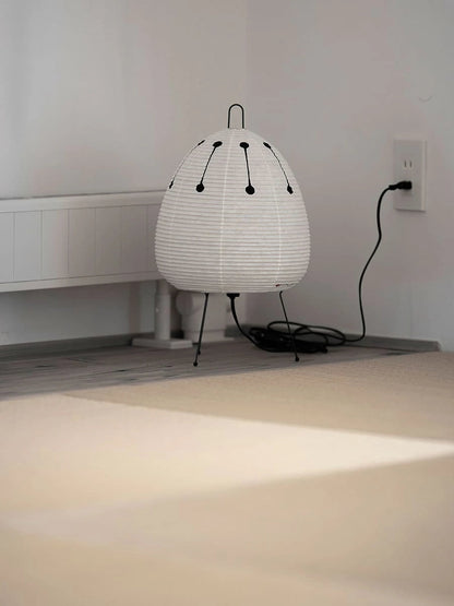 Japanese Paper Lantern Table Lamp Minimalist with Rice Paper Shade and Tripod Stand