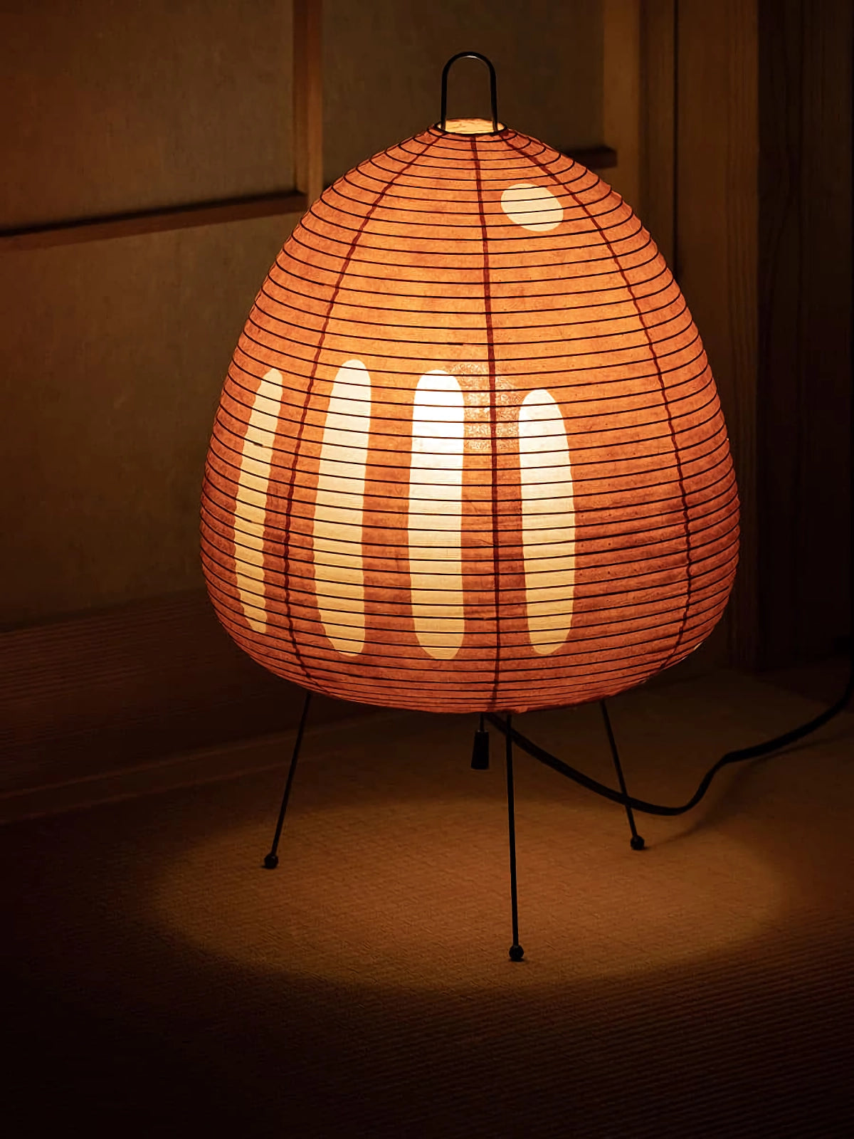 Japanese Paper Lantern Table Lamp Minimalist with Rice Paper Shade and Tripod Stand