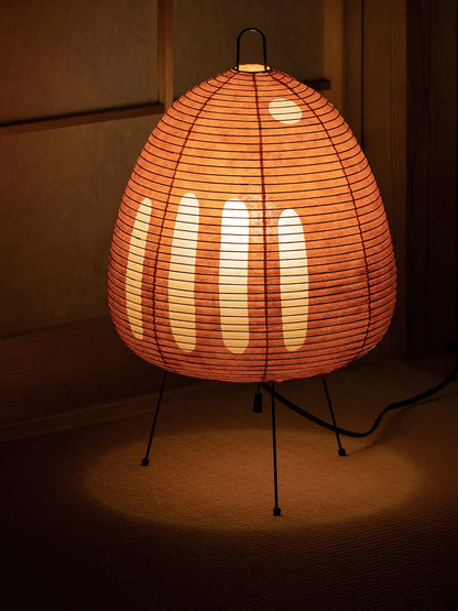 Japanese Paper Lantern Table Lamp Minimalist with Rice Paper Shade and Tripod Stand