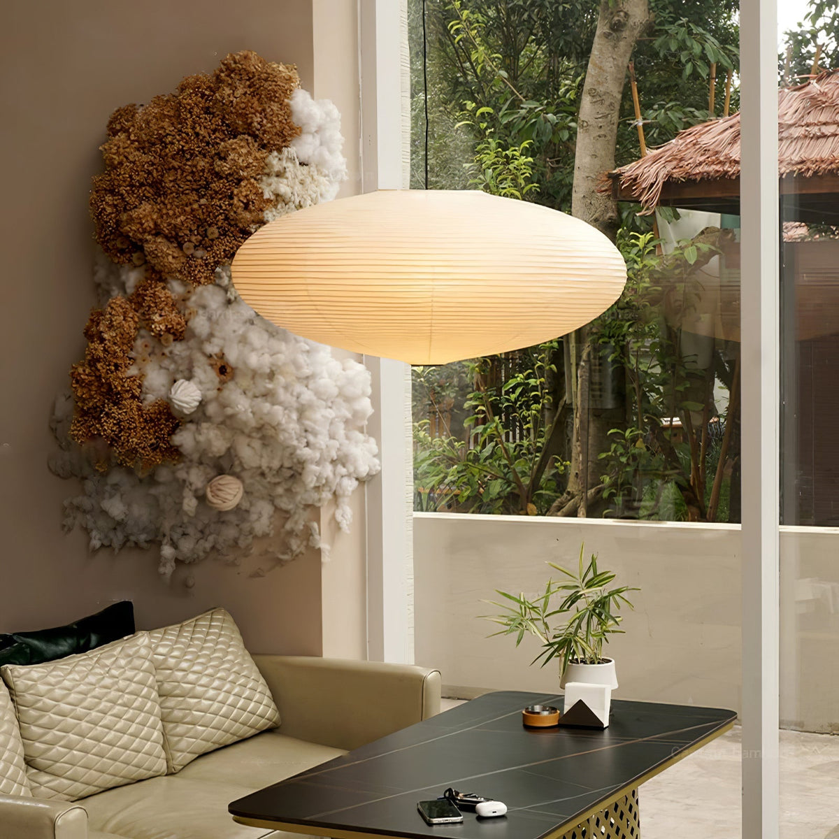 Japanese Washi Paper Lantern Swag Pendant Light