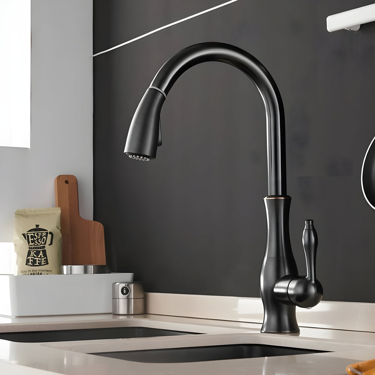 Kitchen Faucet with Pull-Down Spray Head and 360° Rotating Spout
