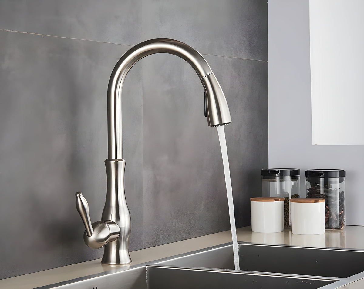 Kitchen Faucet with Pull-Down Spray Head and 360° Rotating Spout