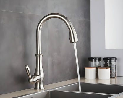 Kitchen Faucet with Pull-Down Spray Head and 360° Rotating Spout