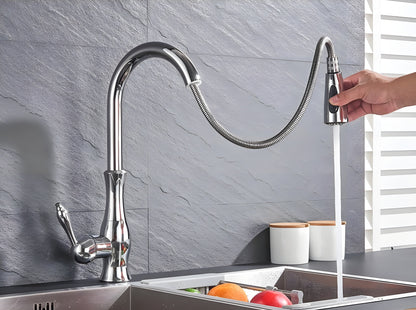 Kitchen Faucet with Pull-Down Spray Head and 360° Rotating Spout