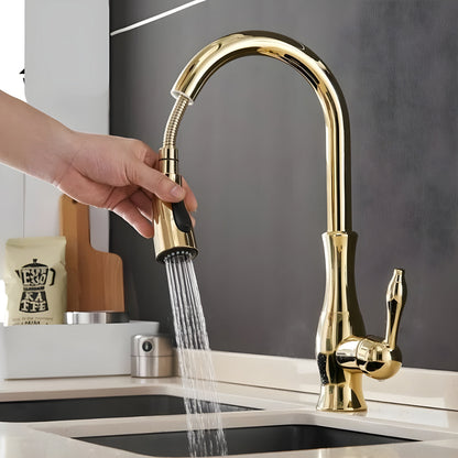Kitchen Faucet with Pull-Down Spray Head and 360° Rotating Spout
