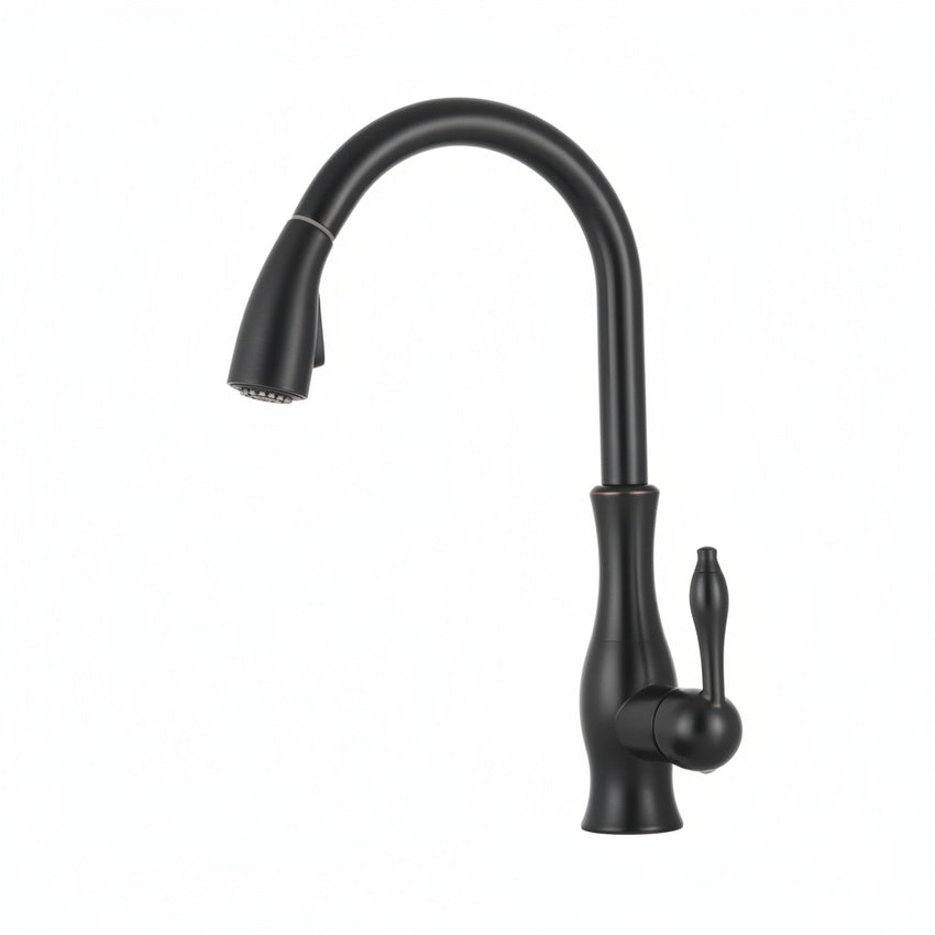 Kitchen Faucet with Pull-Down Sprayer Head and 360° Swivel Spout