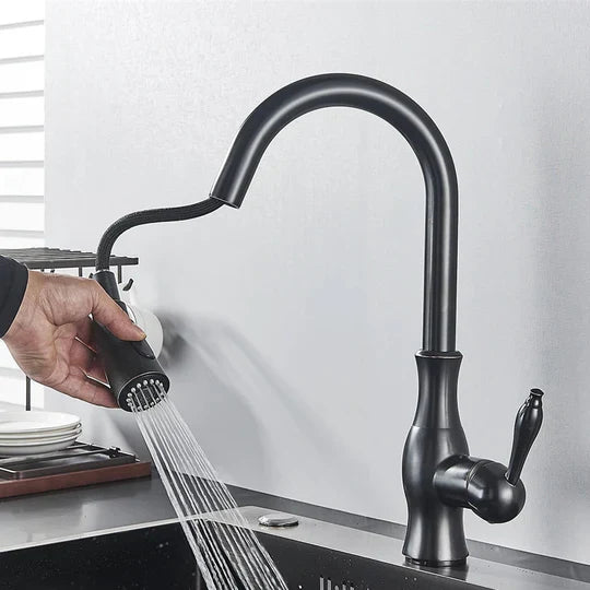 Kitchen Faucet with Pull-Down Sprayer Head and 360° Swivel Spout